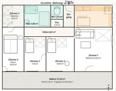 Foto - Möbliertes WG-Zimmer mit Balkon · Saarbrücken-Dudweiler ·Nähe Uni