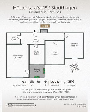 Foto - Erstbezug nach Renovierung - Stadthagen - Moderne 3-Zimmer-Whg