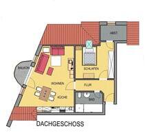 Borken - 66 qm - 2 12 Zi + TG+AR+Balkon über d Dächern v Gemen