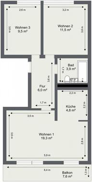 Foto - 3 Zimmer Etagenwohnung in Schwedt (Oder)