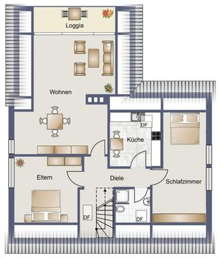Foto - Helle 3-Zimmer-Dachgeschosswohnung mit Loggia, Einbauküche