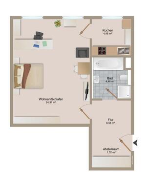 Foto - 1 Zimmer Wohnung in Leipzig Zentrum-Süd - möbliert möglich