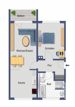 Foto - 2-Raum-Wohnung mit modernem Grundriss und Balkon