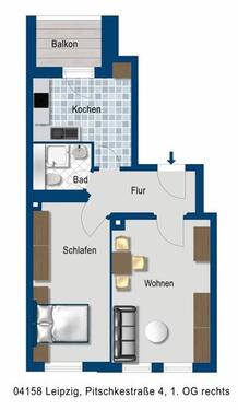 Foto - 2 Zimmer Etagenwohnung zur Miete in Leipzig