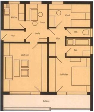 Foto - IN-Haunwöhr, 3,5 Zim, 89qm, 1 OG mit großem Balkon