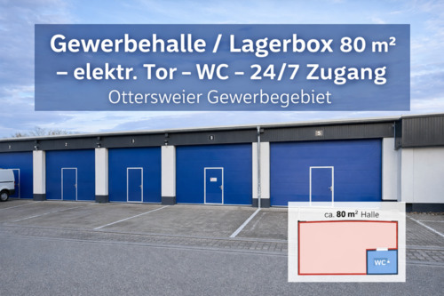 Foto - Gewerbehalle 80 m2 - elektr. Tor - Starkstrom - WC - 247 Zugang