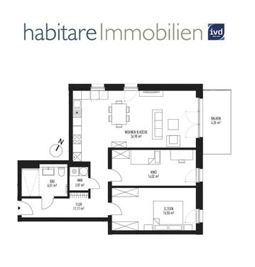 Foto - 3 Zimmer Etagenwohnung zur Miete in Königs Wusterhausen