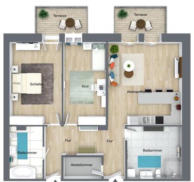  geringe Nebenkosten, hochwertige 3-Zimmer Whg