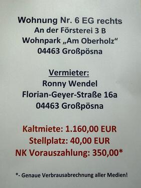 Foto - 3 Zimmer Erdgeschoßwohnung zur Miete in Großpösna