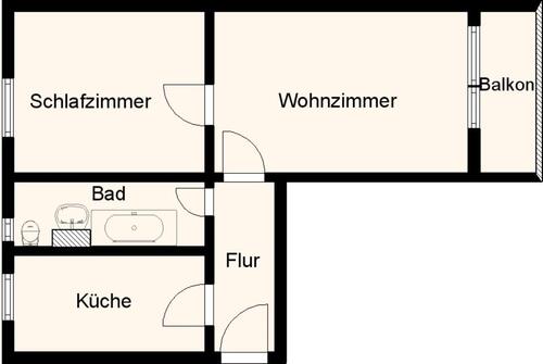 Foto - Helle 2-Raum-Wohnung mit Balkon in Wurschen 295 €