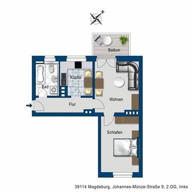 Foto - 2 Zimmer Etagenwohnung zur Miete in Magdeburg