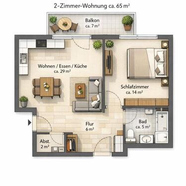 Foto - 2-Zimmer-Wohnung in Heiligenhaus mit Südbalkon