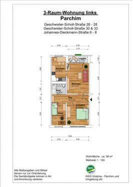 Foto - 3 Zimmer Etagenwohnung zur Miete in Parchim