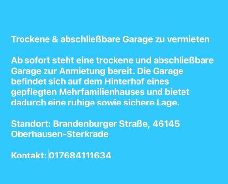 Foto - abschließbare Garage - 70,00&nbsp;EUR Miete,