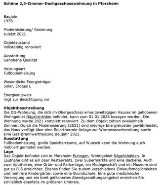 Foto - 2,5 Zimmerwohnung in Pforzheim zu vermieten