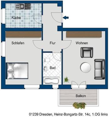 Foto - 2 Zimmer Etagenwohnung zur Miete in Dresden