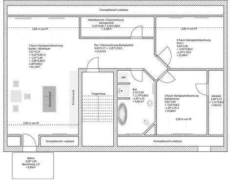 Foto - moderne 3 Raumwohnung mit Loftcharakter