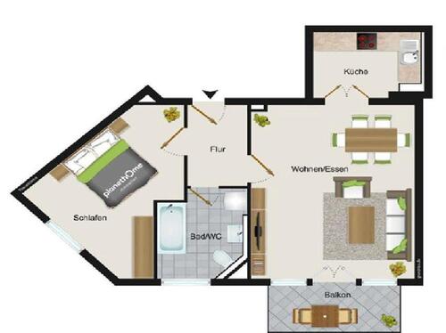 Foto - Zwei Zimmer, 57m2, Balkon, Küche, in der Werdauer Str. 25