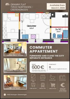 Foto - 1 Zimmer Erdgeschoßwohnung zur Miete in Nürtingen