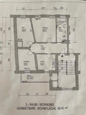 Foto - 3-Zimmer Wohnung mit Balkon und Tageslichtbad