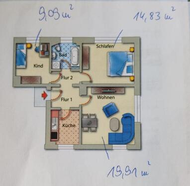 Foto - 3 Zimmer Etagenwohnung zur Miete in Freiberg