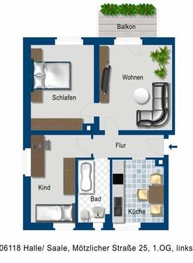 Foto - Wir sanieren für Sie! - 550,00&nbsp;EUR Kaltmiete, ca.&nbsp; 62,00&nbsp;m&sup2;