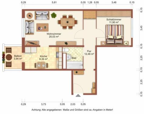 Foto - 2 Zimmer Etagenwohnung zur Miete in Greifswald