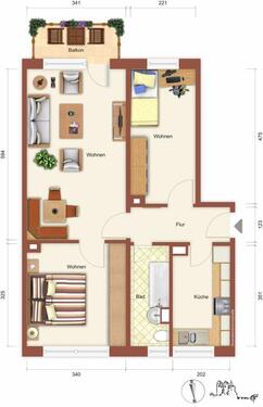 Foto - 3 Zimmer Etagenwohnung zur Miete in Prenzlau