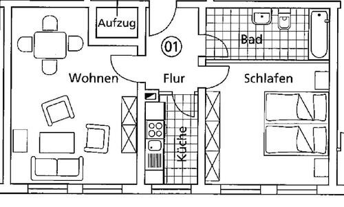 Foto - Modern renovierte 2 Zimmer - 1.050,00 EUR Kaltmiete, ca.  55,00 m²