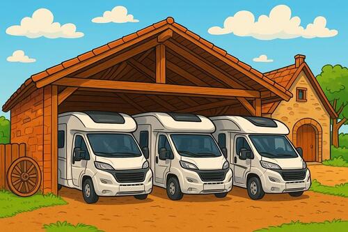 Foto - Überdachter Stellplatz für Wohnmobile Wohnwagen Boote