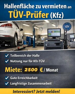 Foto - Hallenfläche für TÜV Prüfer im laufenden KFZ