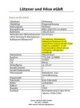 Foto - 3 Zimmer Etagenwohnung zur Miete in Riesa