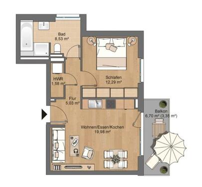 Foto - Moderne 2 Zimmer Wohnung - 910,00 EUR Kaltmiete, ca.  50,00 m²