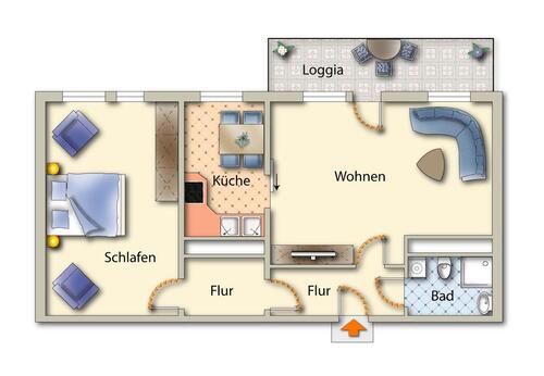 Foto - Mit dem Aufzug zum Wohnglück - 443,00&nbsp;EUR Kaltmiete, ca.&nbsp; 68,13&nbsp;m&sup2;