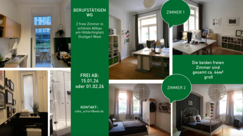 Foto - 2 freie Zimmer in Berufstätigen WG am Hölderlinplatz