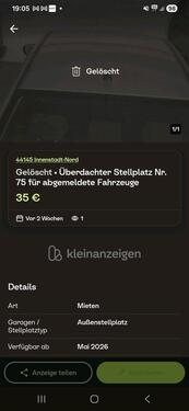 Foto - Gelöscht. Überdachter Stellplatz Nr. 75 für abgemeldete Fahrzeuge