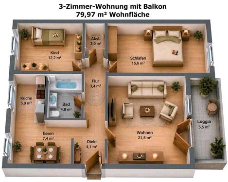 Foto - 3 Zimmer Etagenwohnung in Mannheim