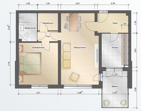 Foto - Grüne Oase in Frankfurt — 2 Zimmer mit großzügigem Balkon Wohnu