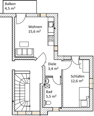 Foto - 2 Zimmer Etagenwohnung zur Miete in Deggendorf