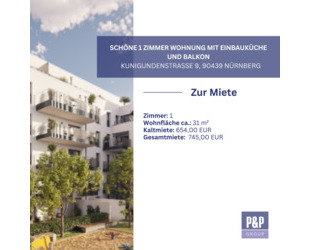 NEUBAU 1-Zimmer Wohnung mit moderner Einbauküche - Nürnberg Sankt Leonhard