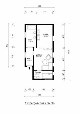 Foto - Ruhige helle vollmöblierte 2-Zimmer-Whg (43m²) in zentraler Lage
