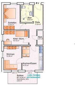 Foto - Erdgeschoßwohnung in Bergheim zur Miete