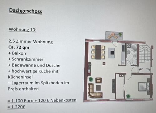 Foto - 2.5 Zimmer Dachgeschoßwohnung zur Miete in Bamberg