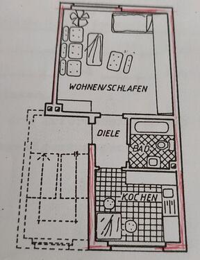 Foto - Wohnung 1,5 Zimmer - 400,00 EUR Kaltmiete,