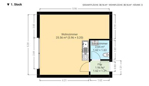 Foto - 1 Zimmer Etagenwohnung zur Miete in Bucha