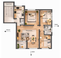 Frisch sanierte Wohnung 96 m² mit Loggia, Garage & Keller - Oberhausen Biefang