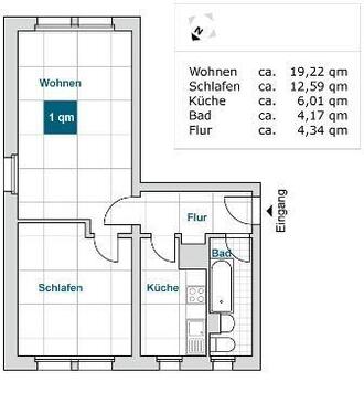 Foto - 2 Zimmer Etagenwohnung zur Miete in Erfurt
