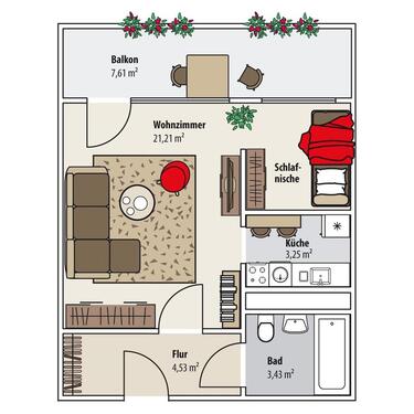 Foto - 1 Zimmer Etagenwohnung zur Miete in Gera