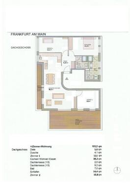 Foto - Frankfurt, modernes Penthouse-Glück: 4 Zimmer, 2 Dachterrassen