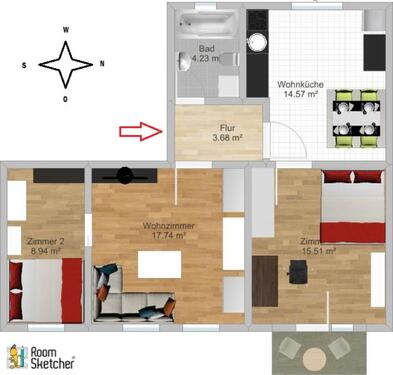 Foto - 3 Zimmer Etagenwohnung in Augsburg